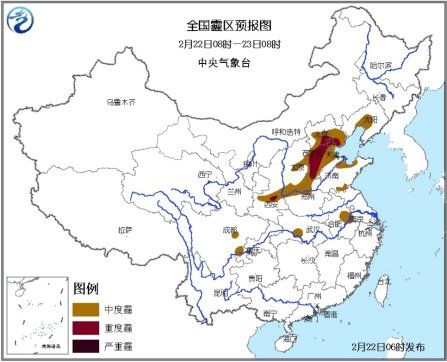 全國(guó)霾區(qū)預(yù)報(bào)圖。