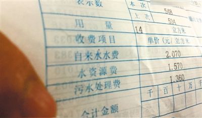 北京市某居民的水費單顯示，費用中有水資源費和污水處理費兩項附加收費。