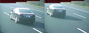 由于車速過快，高清探頭抓拍下的畫面，有一點點模糊 監(jiān)控截圖