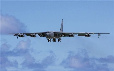 美軍B-52戰(zhàn)略轟炸機。其為韓三大核保護傘之一。