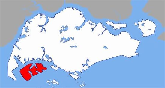 紅色為PX工廠所在裕廊島，與新加坡主城區(qū)距離5公里