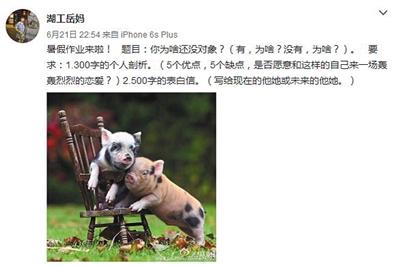 岳馨鈺在自己的個人微博上布置暑假作業(yè)。微博截圖