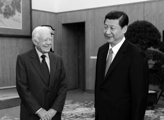 2012年12月13日，中共中央總書(shū)記習(xí)近平在中南海會(huì)見(jiàn)美國(guó)前總統(tǒng)卡特