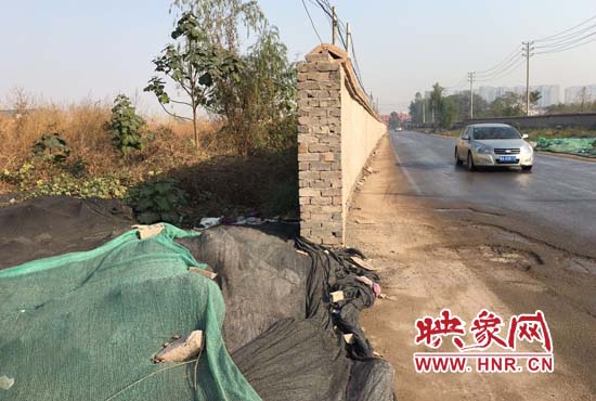 一墻之隔，一邊是道路，一邊是垃圾和荒草，市民質(zhì)疑其為遮羞墻。