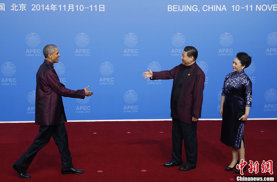 圖為習近平夫婦歡迎美國總統(tǒng)奧巴馬。中新社發(fā) 杜洋 攝