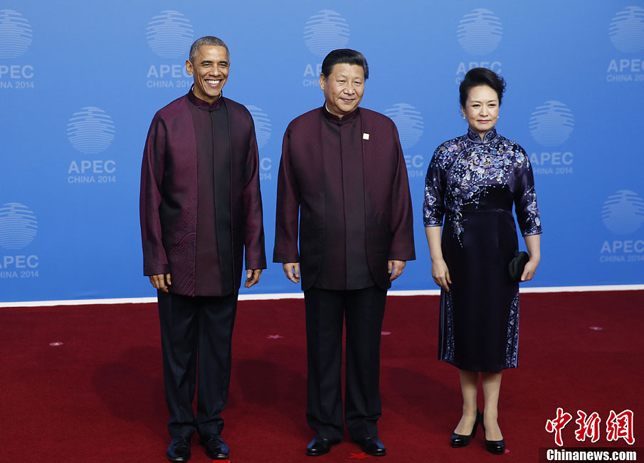 圖為習近平夫婦歡迎美國總統(tǒng)奧巴馬。中新社發(fā) 杜洋 攝