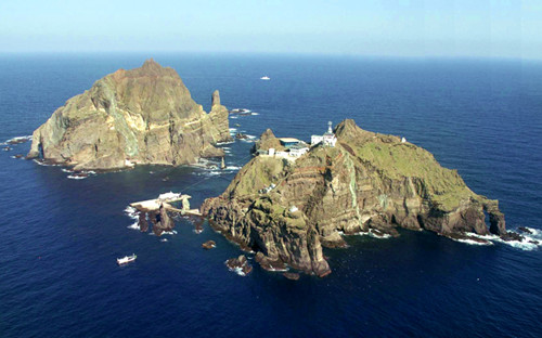 資料圖：日韓爭(zhēng)議島嶼，韓國(guó)稱“獨(dú)島”，日本稱“竹島”。